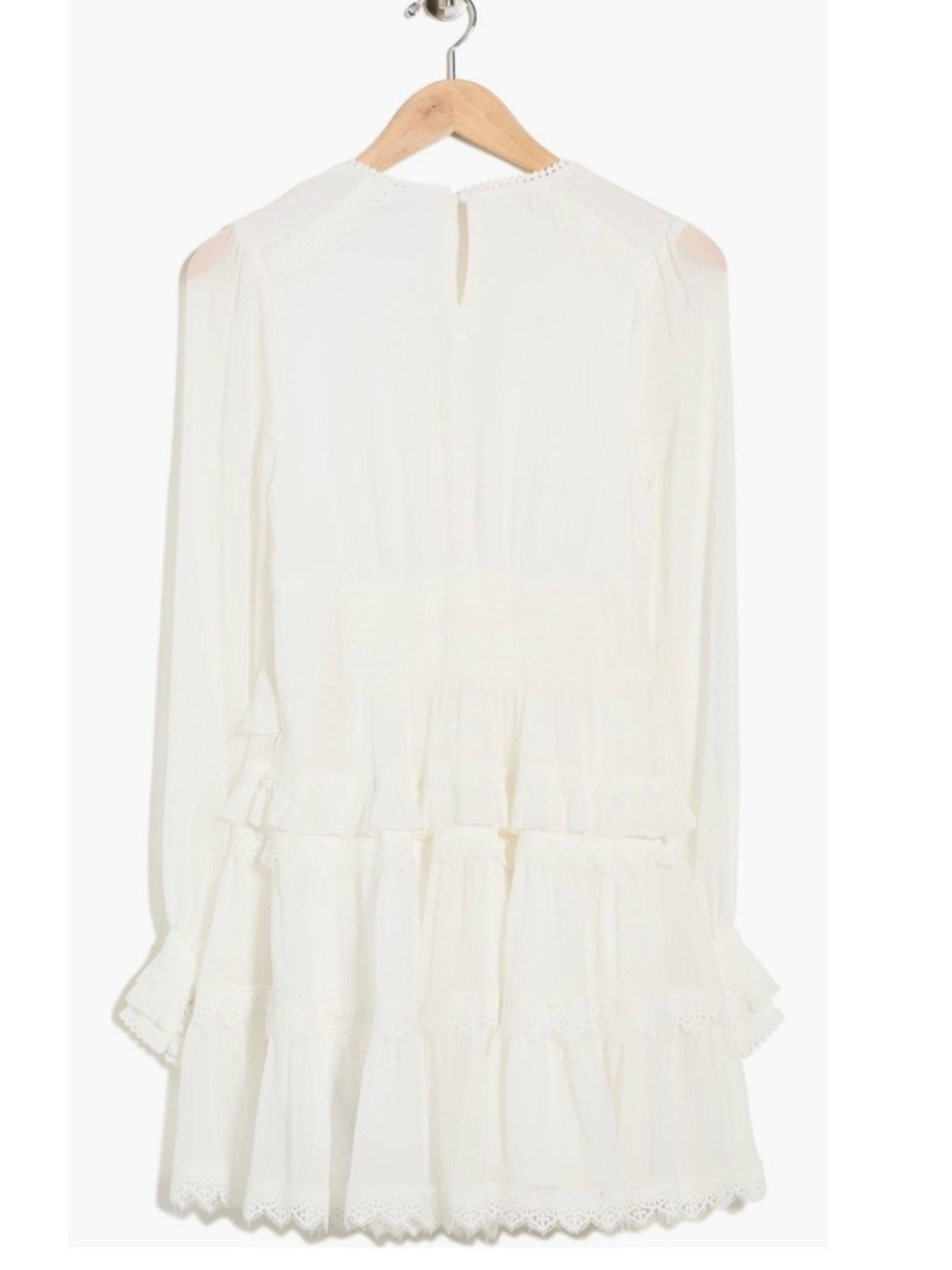 AllSaints Zaphia Long Sleeve Babydoll Minidress in White - Picture 4 of 14